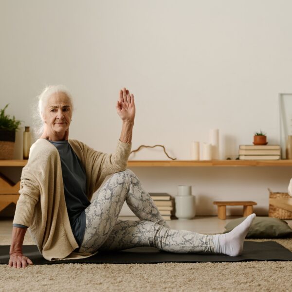 Older lady streching